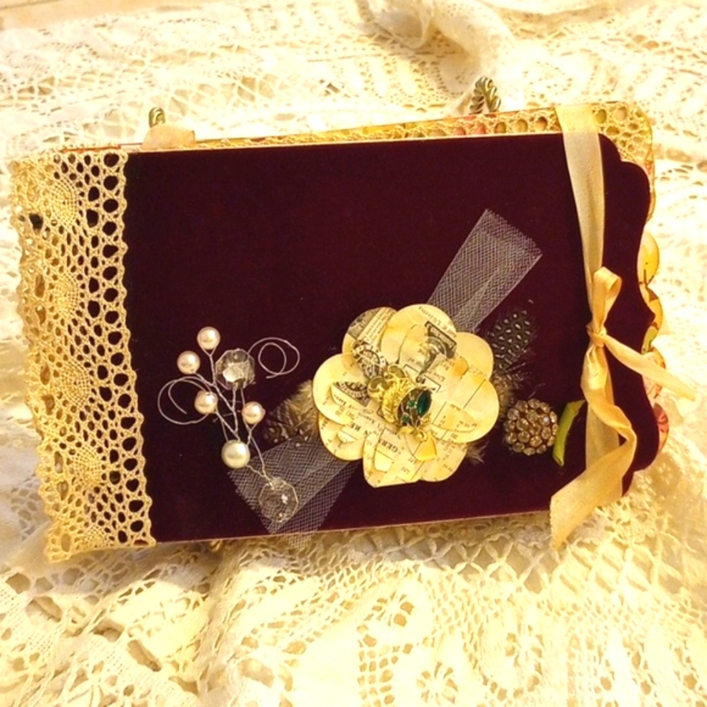 Handmade Victorian style Junk Journal with Lace, &Floral Accents.